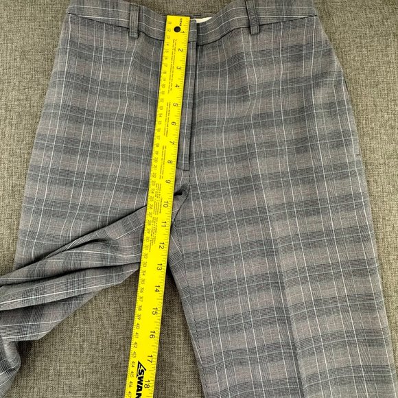 Amanda Smith Plaid Straight Pants Cuffed Size 4 Gray Black Teal Work Business - Picture 9 of 16